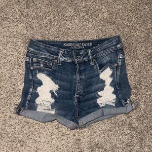 American Eagle Dark Blue Jean distressed Shorts